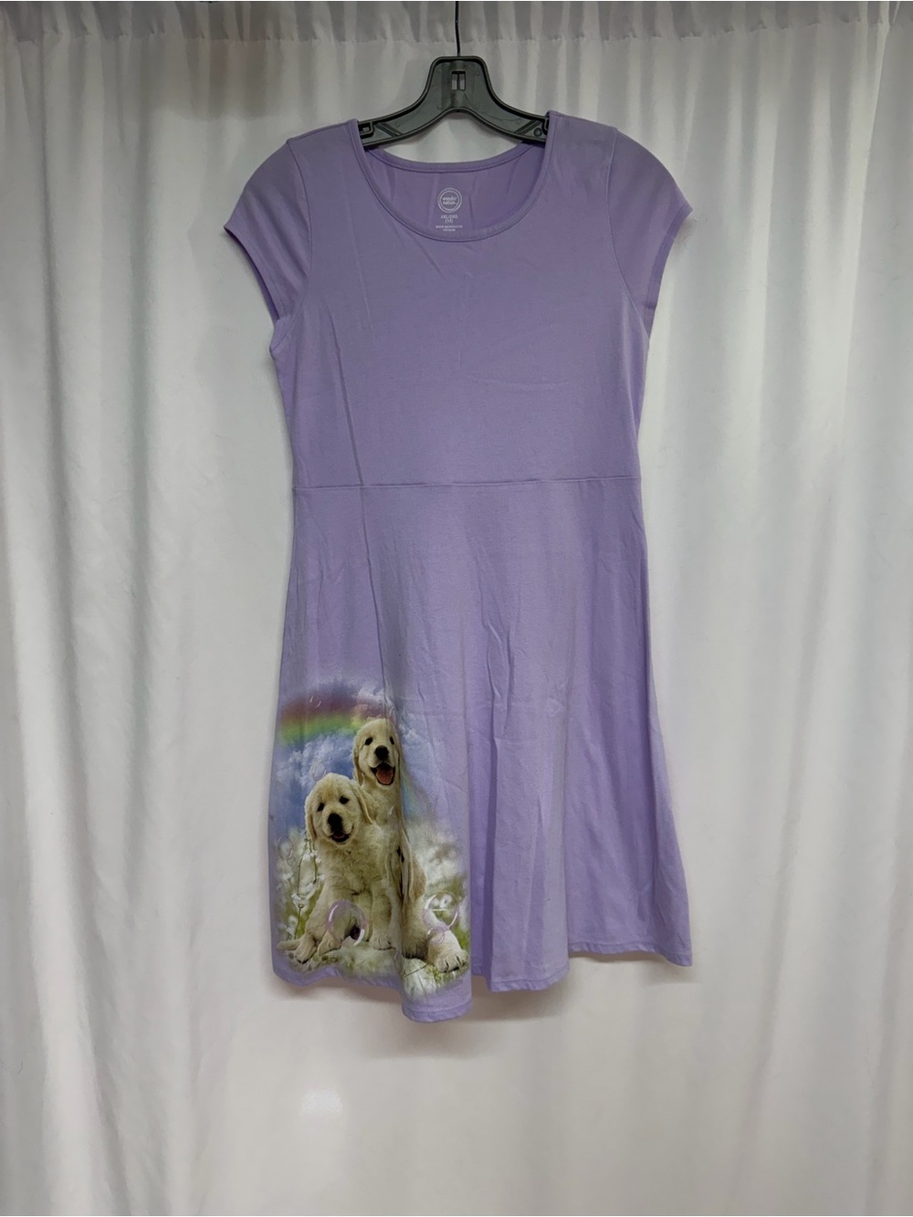 Wonder Nation Girls XXL 18 Lavender Golden Retriever Graphic Dress